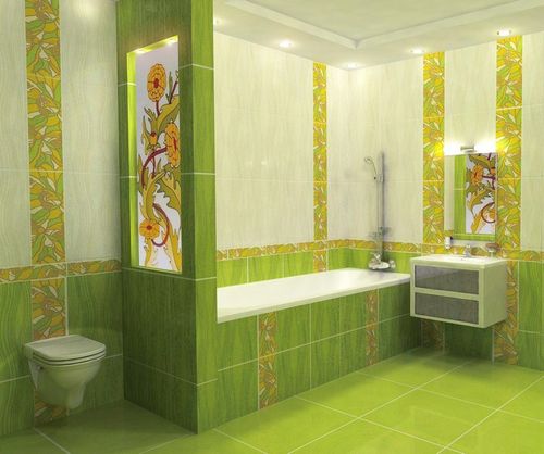 Fel lichtgroene badkamer: interessante ontwerpoplossingen