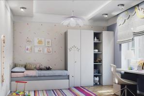 એક છોકરી માટે નાના બાળકોના રૂમની આંતરિક